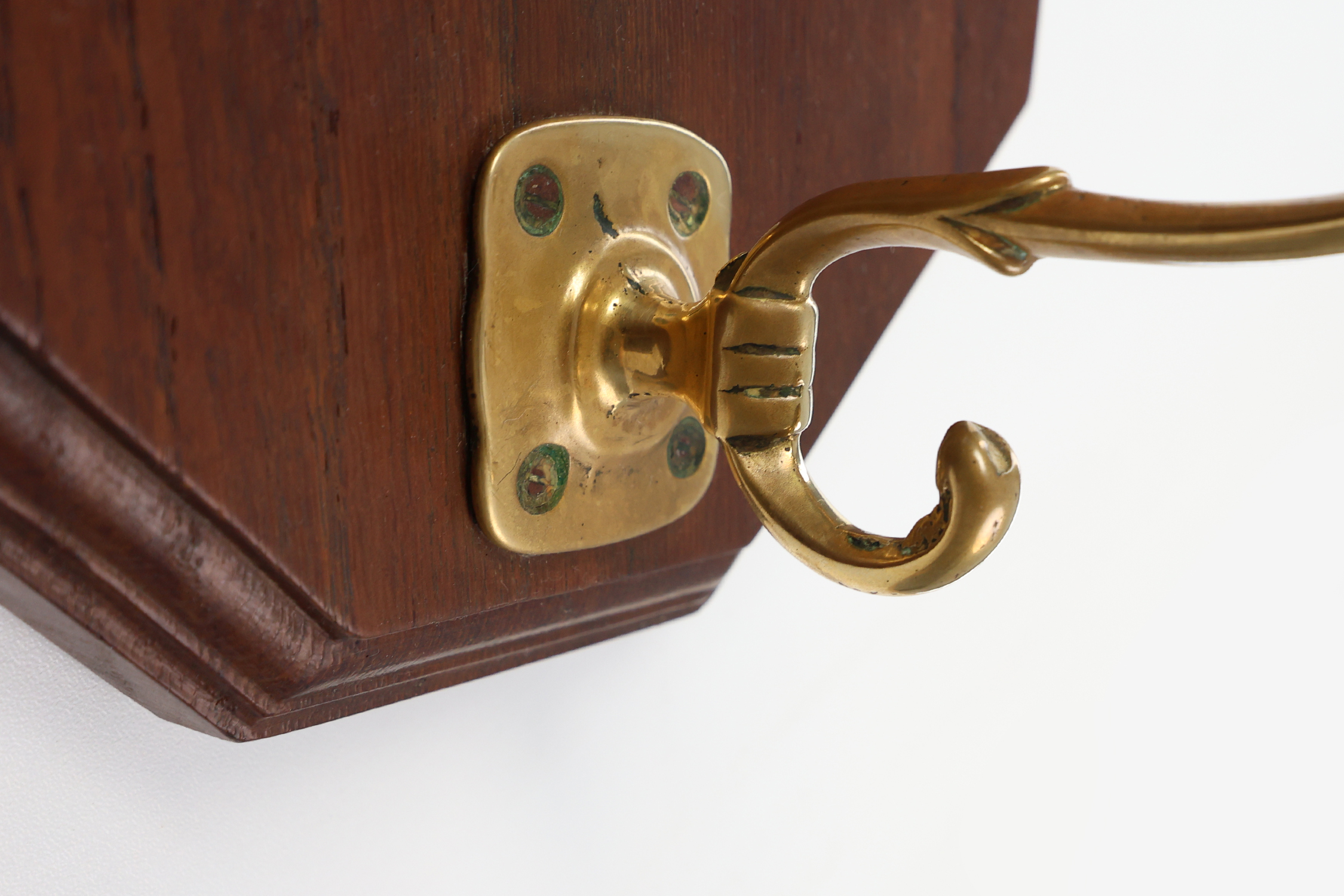 Art Deco coatrack in oak and copper, Belgium 1920sthumbnail